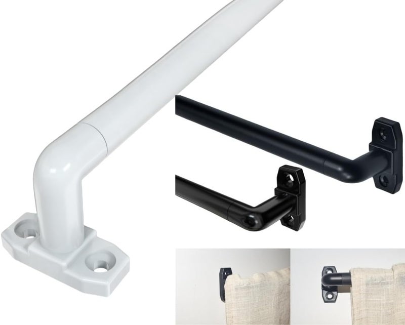 Blu-Pier Tech Single Window Rod 28 to 48-Inch，Heavy Duty Lock Seam Curtain Rod Adjustable Width, 2 1/2-Inch Projection,Hardware Included,Black(2Pack) - Image 1